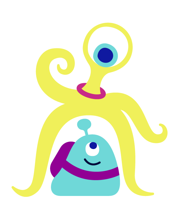Miss Octopws yn sefyll dros Miss Blobby Blue