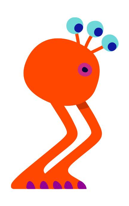 Mr Orange bending forward surprised